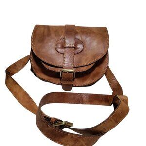 Genuine Leather Boho Festival Handbag Crossbody Purse Bag Brown